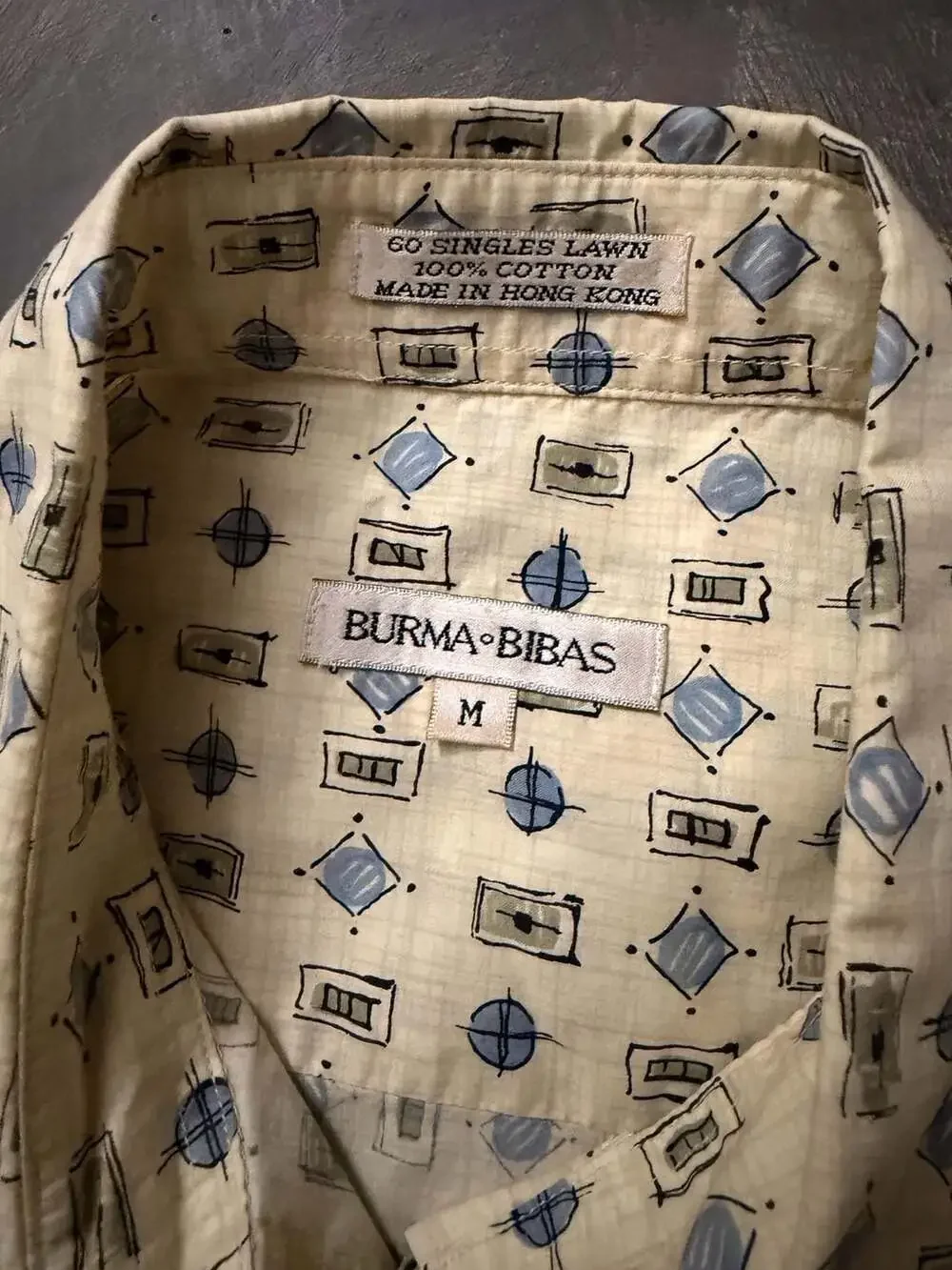 Burma Bibas 100% Cotton Geometric Print Short Sleeve Shirt Men's Medium